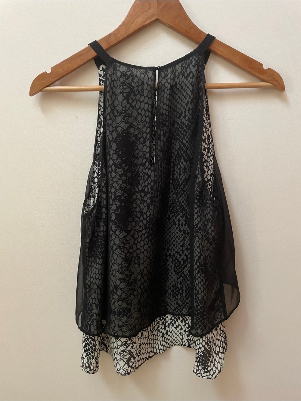 Parker 100% Silk Black and White Snake-Print Layered Camisole - Picture 6 of 6
